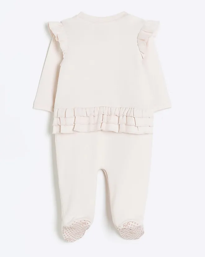 River Island Baby girls bear bag sleepsuit Pink Sale