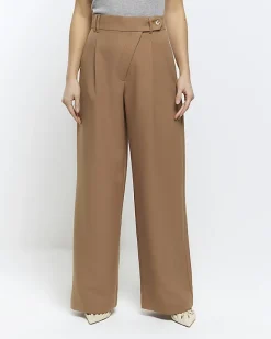 River Island Beige asymmetric waist wide leg trousers Cream Best