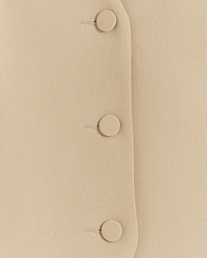River Island Beige button up long waistcoat Cream Discount