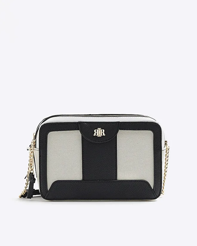 River Island Beige canvas boxy cross body bag Cream Online