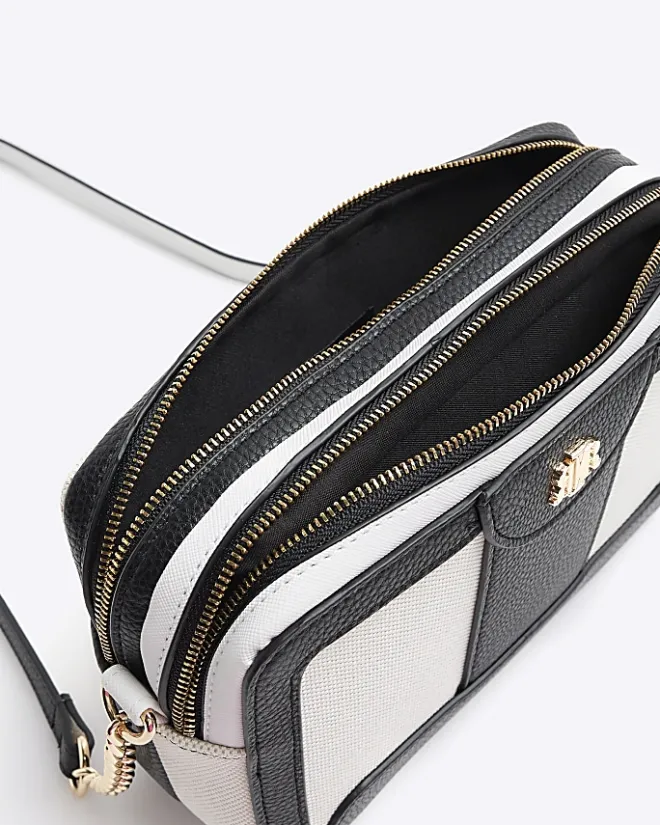 River Island Beige canvas boxy cross body bag Cream Online