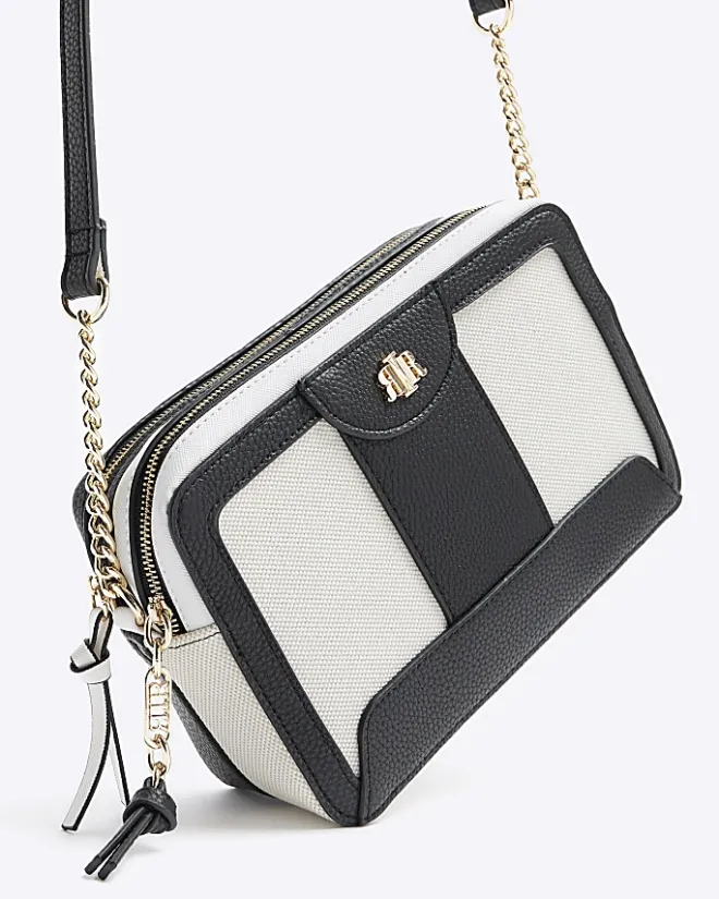River Island Beige canvas boxy cross body bag Cream Online