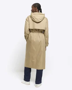 River Island Beige Hooded Parka Jacket Cream Online