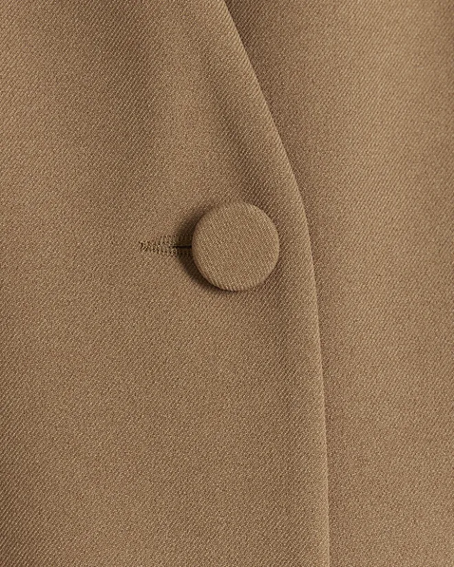 River Island Beige longline button up waistcoat Cream Sale