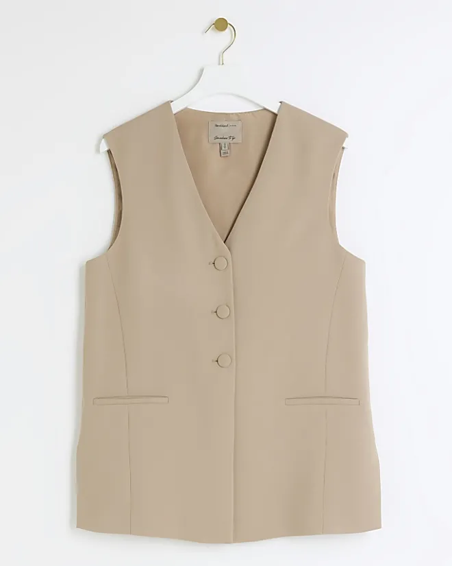 River Island Beige longline waistcoat Cream New