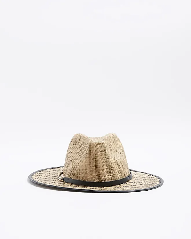 River Island Beige Monogram Fedora Hat Cream Sale