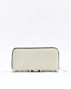 River Island Beige monogram front purse Cream Clearance