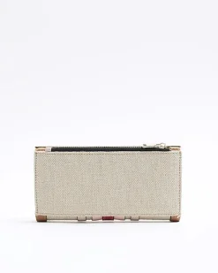 River Island Beige stripe canvas purse Cream Fashion