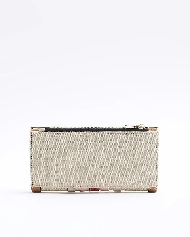 River Island Beige stripe canvas purse Cream Fashion