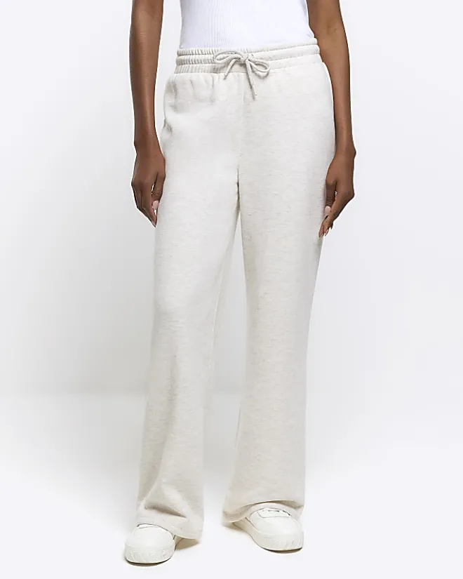 River Island Beige wide leg joggers Cream Clearance