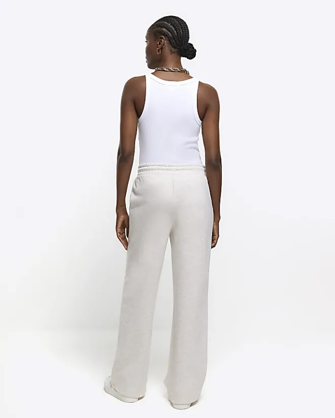 River Island Beige wide leg joggers Cream Clearance