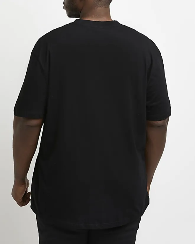 River Island Big & Tall curved hem slim fit t-shirt Black Online