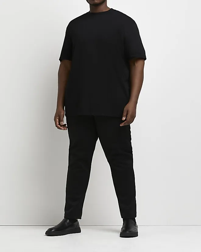 River Island Big & Tall curved hem slim fit t-shirt Black Online