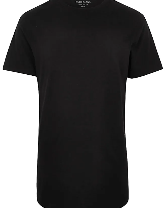 River Island Big & Tall curved hem slim fit t-shirt Black Online