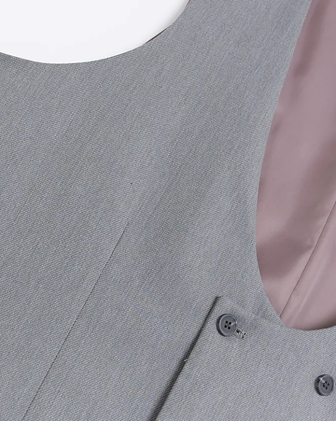 River Island Big & Tall skinny fit waistcoat Grey New