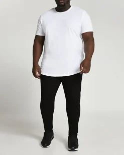 River Island Big & Tall curved hem slim fit t-shirt White New