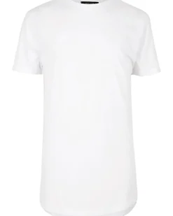 River Island Big & Tall curved hem slim fit t-shirt White New