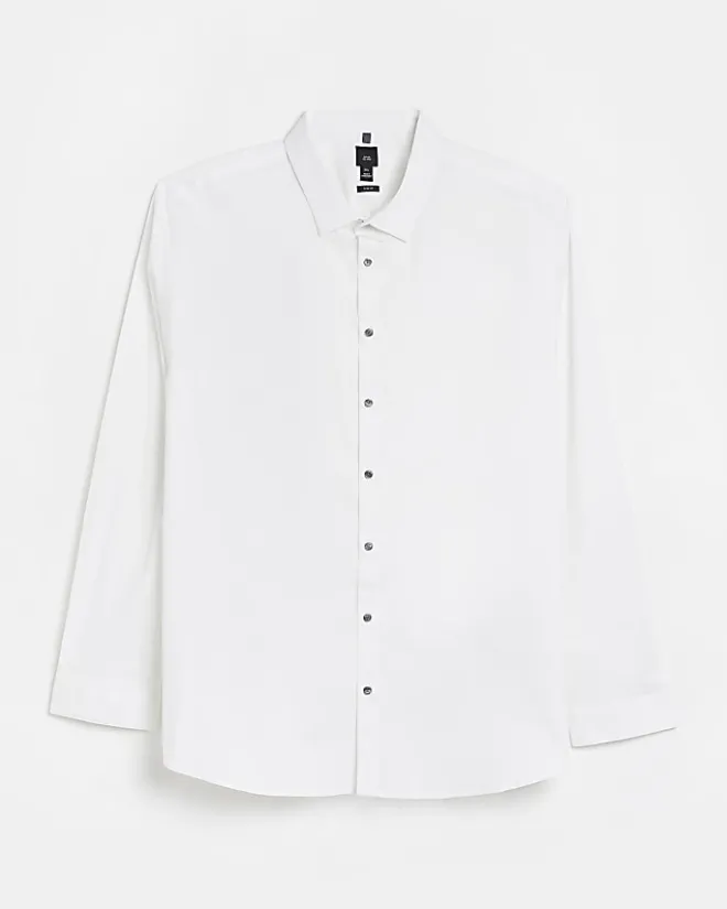River Island Big & Tall slim fit long sleeve shirt White Outlet