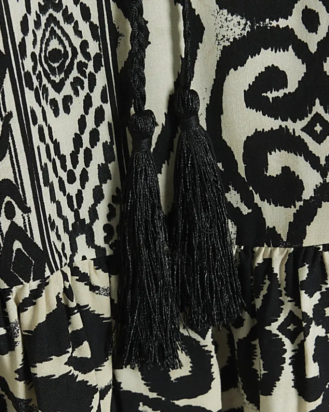 River Island Aztec belted mini shirt dress Black Best