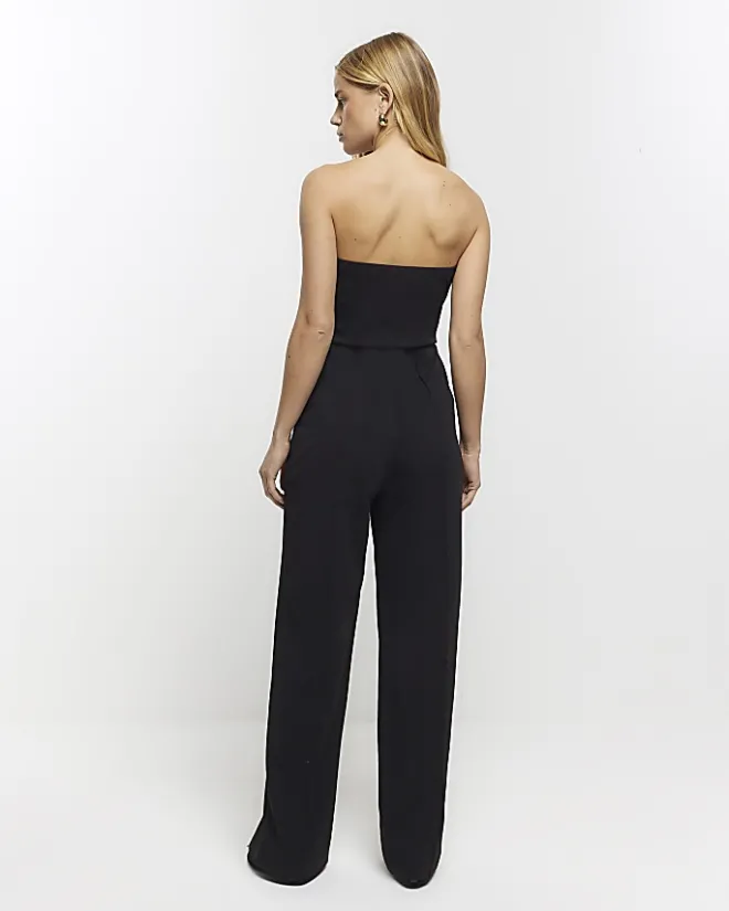 River Island bandeau jumpsuit Black Discount