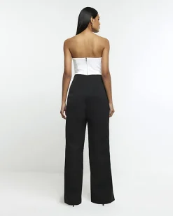 River Island bandeau wide leg jumpsuit Black Discount