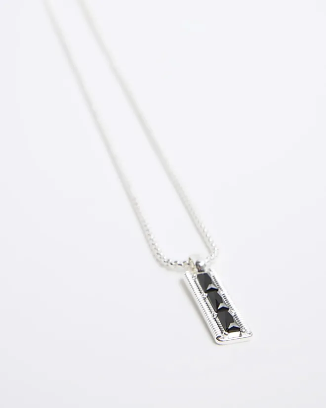 River Island bar pendant necklace Black Outlet