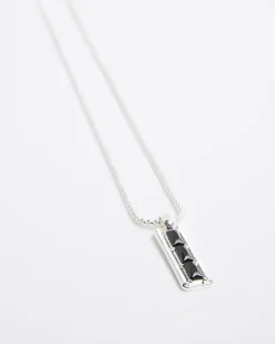River Island bar pendant necklace Black Outlet