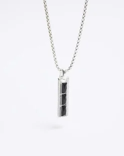 River Island bar pendant necklace Black Outlet