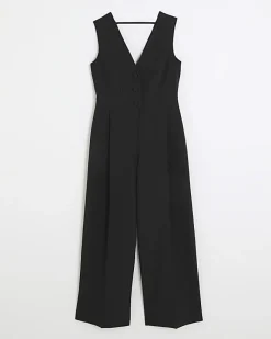 River Island bow blazer jumpsuit Black New