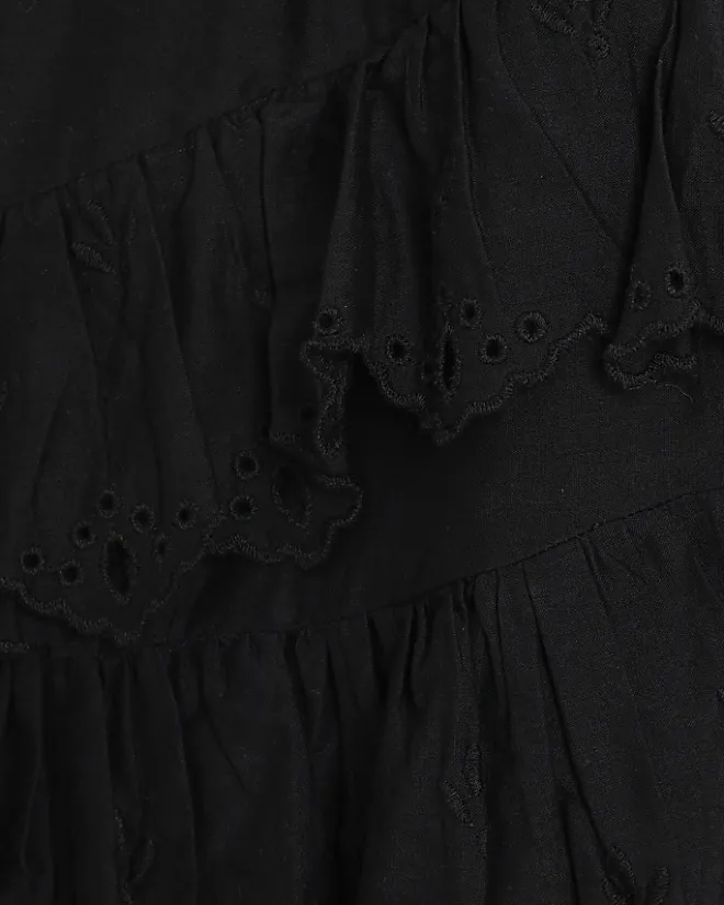 River Island broderie frill mini skirt Black Fashion