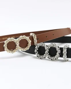 River Island buckle detail belt multipack Black Outlet