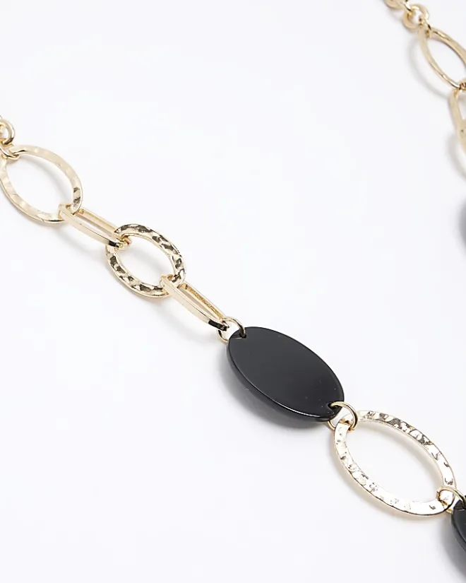 River Island Chunky Beaded Necklace Black New
