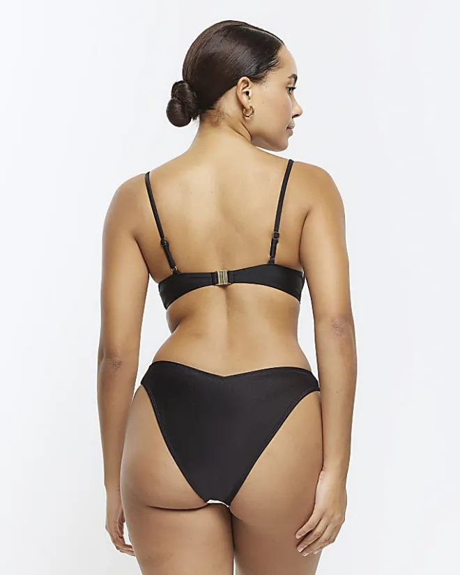 River Island colour bock plunge bikini top Black Best