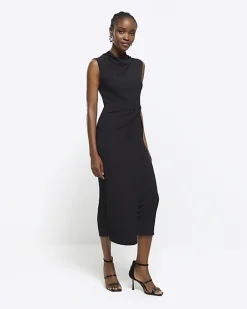 River Island cowl tank midi dress Black Hot