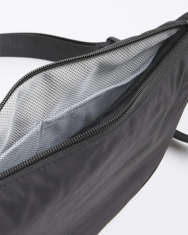 River Island crinkle bum bag Black Outlet