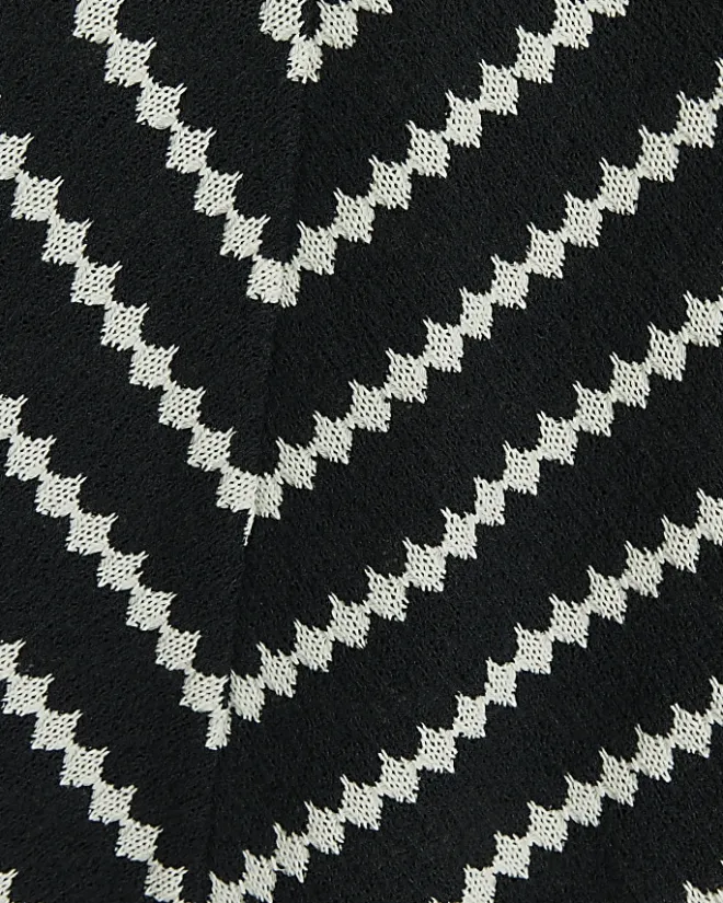 River Island crochet stripe long sleeve top Black Sale