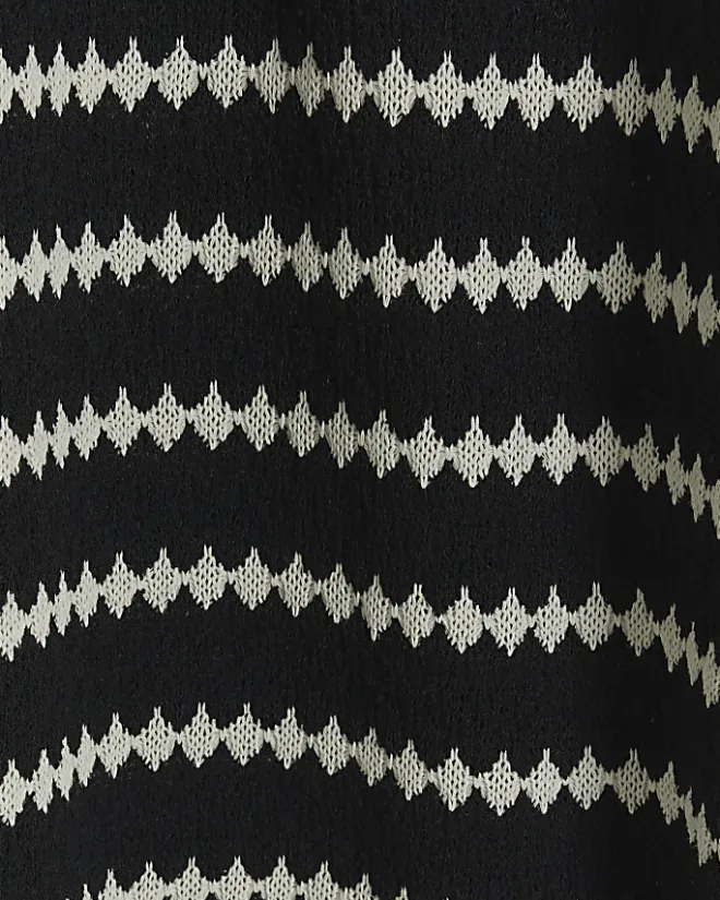 River Island crochet stripe wide leg trousers Black Online