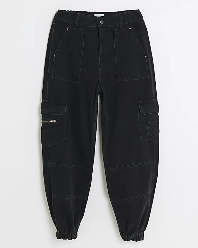 River Island cuffed cargo jeans Black Online