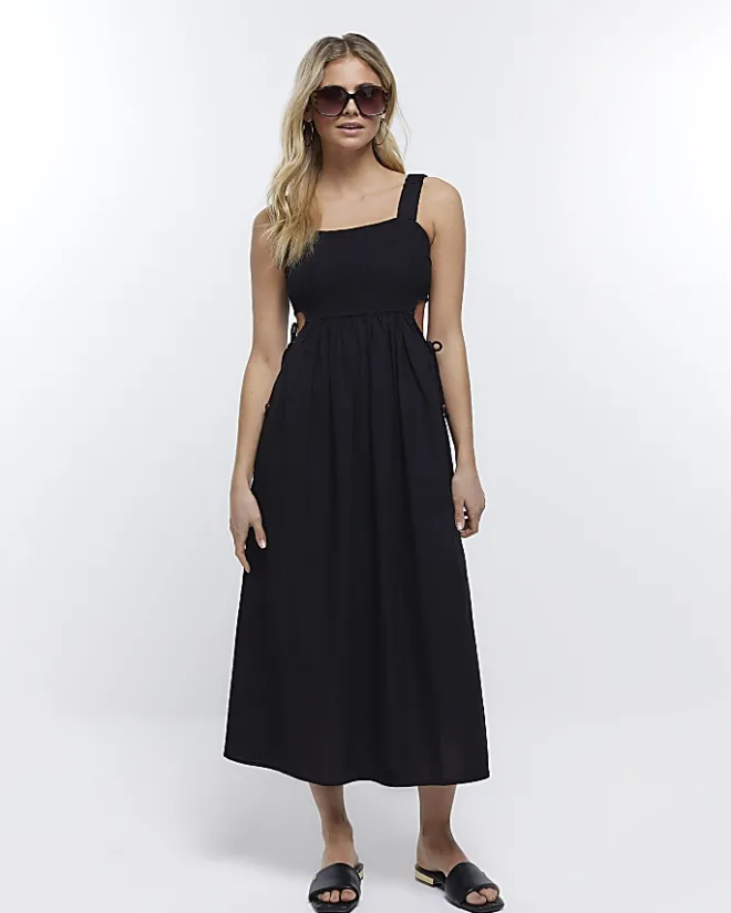 River Island cut out detail beach maxi dress Black Hot