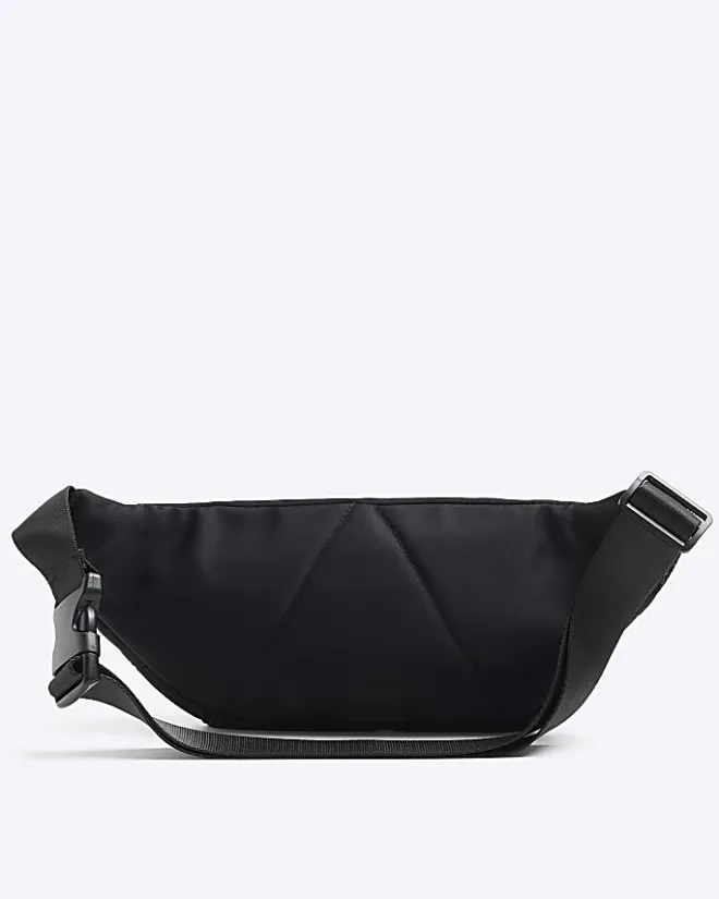 River Island Double Zip Bum Bag Black New