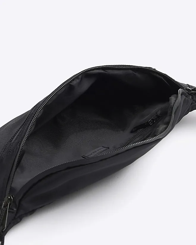 River Island Double Zip Bum Bag Black New