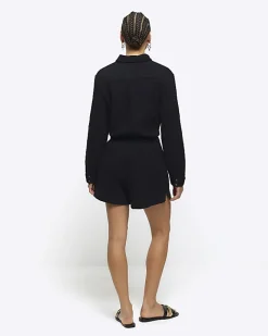River Island elasticated shorts Black Online