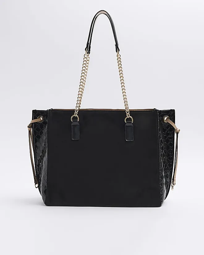 River Island embossed monogram tote bag Black Hot