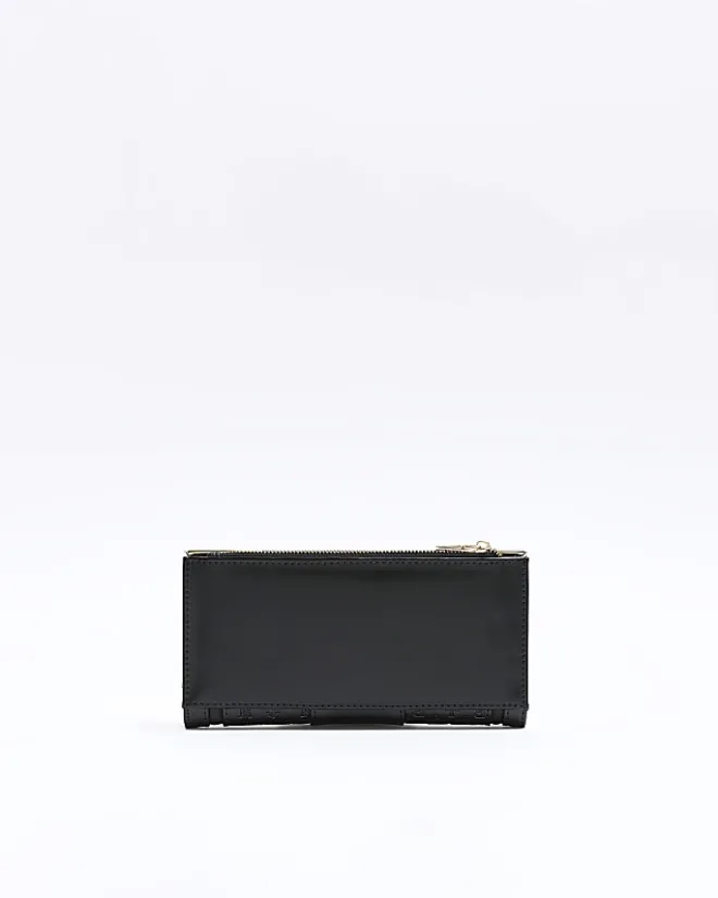 River Island embossed RI monogram purse Black Discount