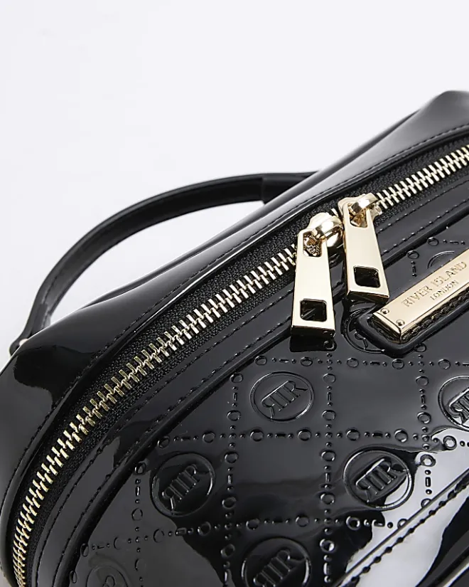 River Island embossed vanity makeup bag Black Fashion