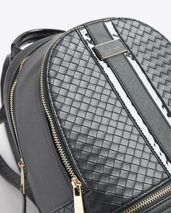 River Island embossed weave backpack Black Sale