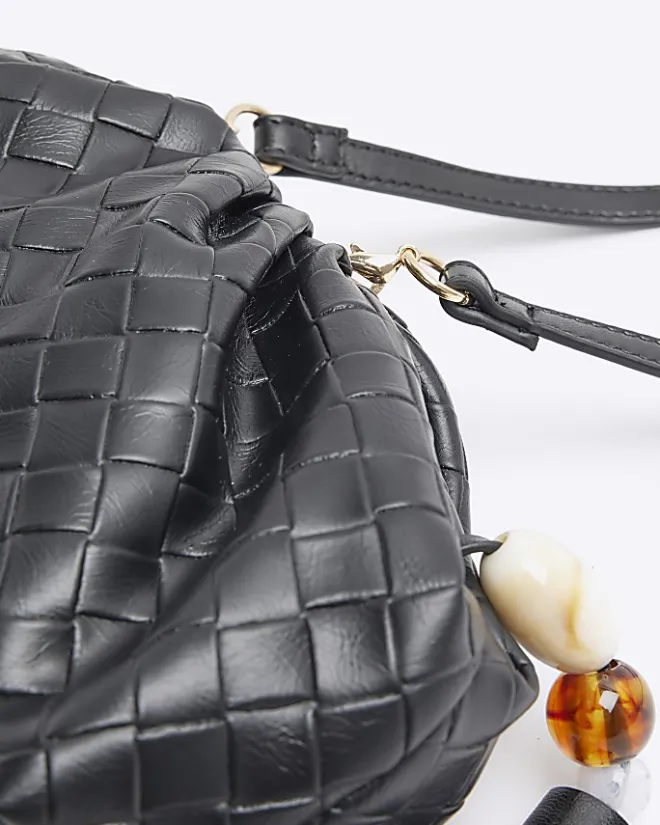 River Island embossed weave clutch bag Black Best
