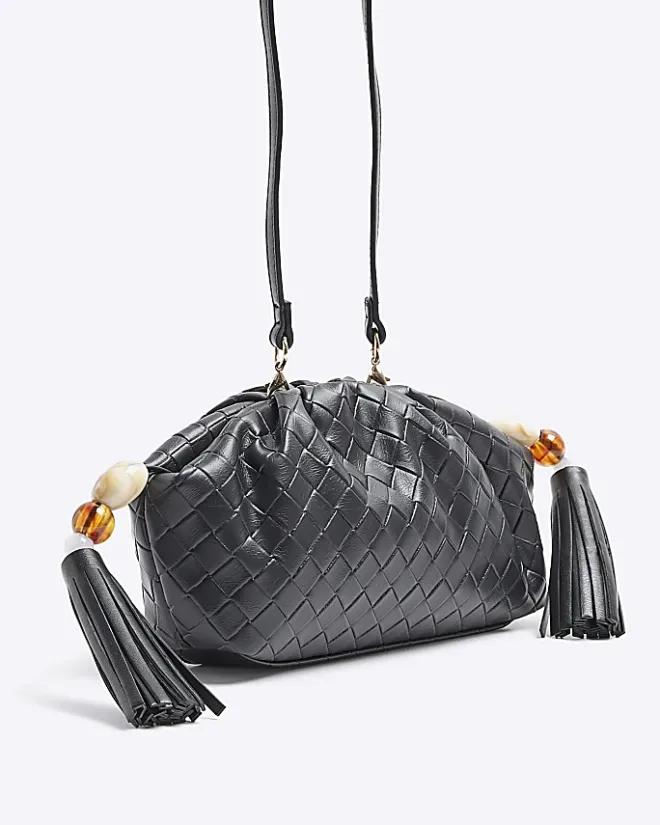 River Island embossed weave clutch bag Black Best