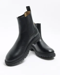 River Island faux leather chelsea boots Black Best