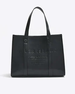 River Island faux leather embossed shopper bag Black Discount